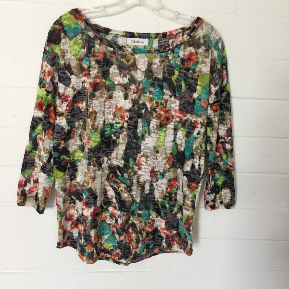 Calvin Klein Burnout Long Sleeve Top S
